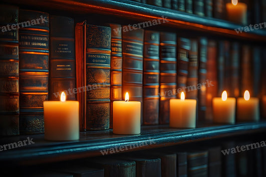 Candlelit Library Backdrop Images