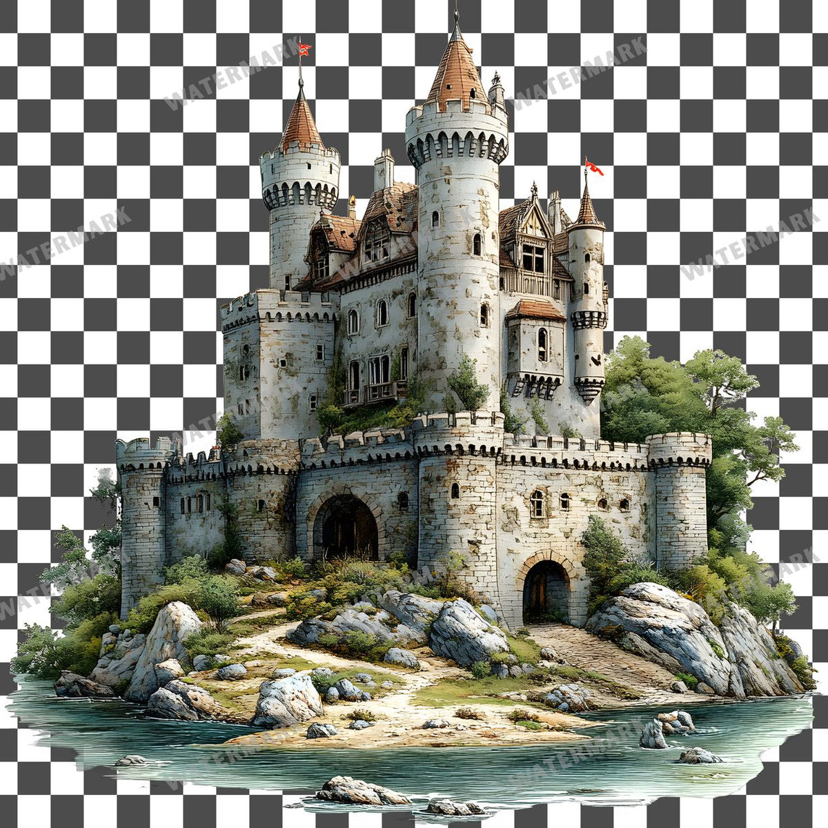 Castle Vintage Style Clipart Pngs