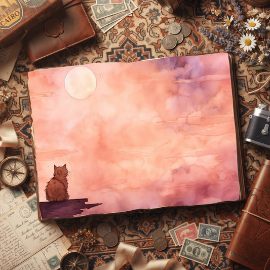 Cat & Moon Digital Papers