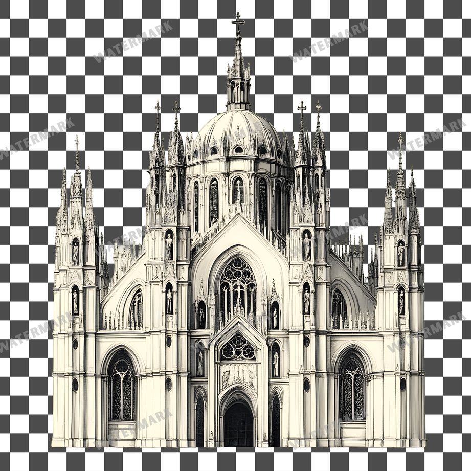 Cathedral Vintage Style Clipart Pngs