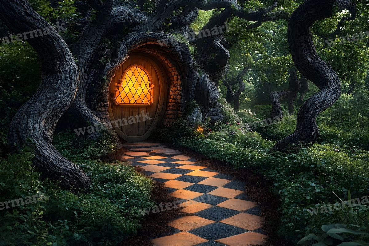 Checkered Garden Path Backdrop Images