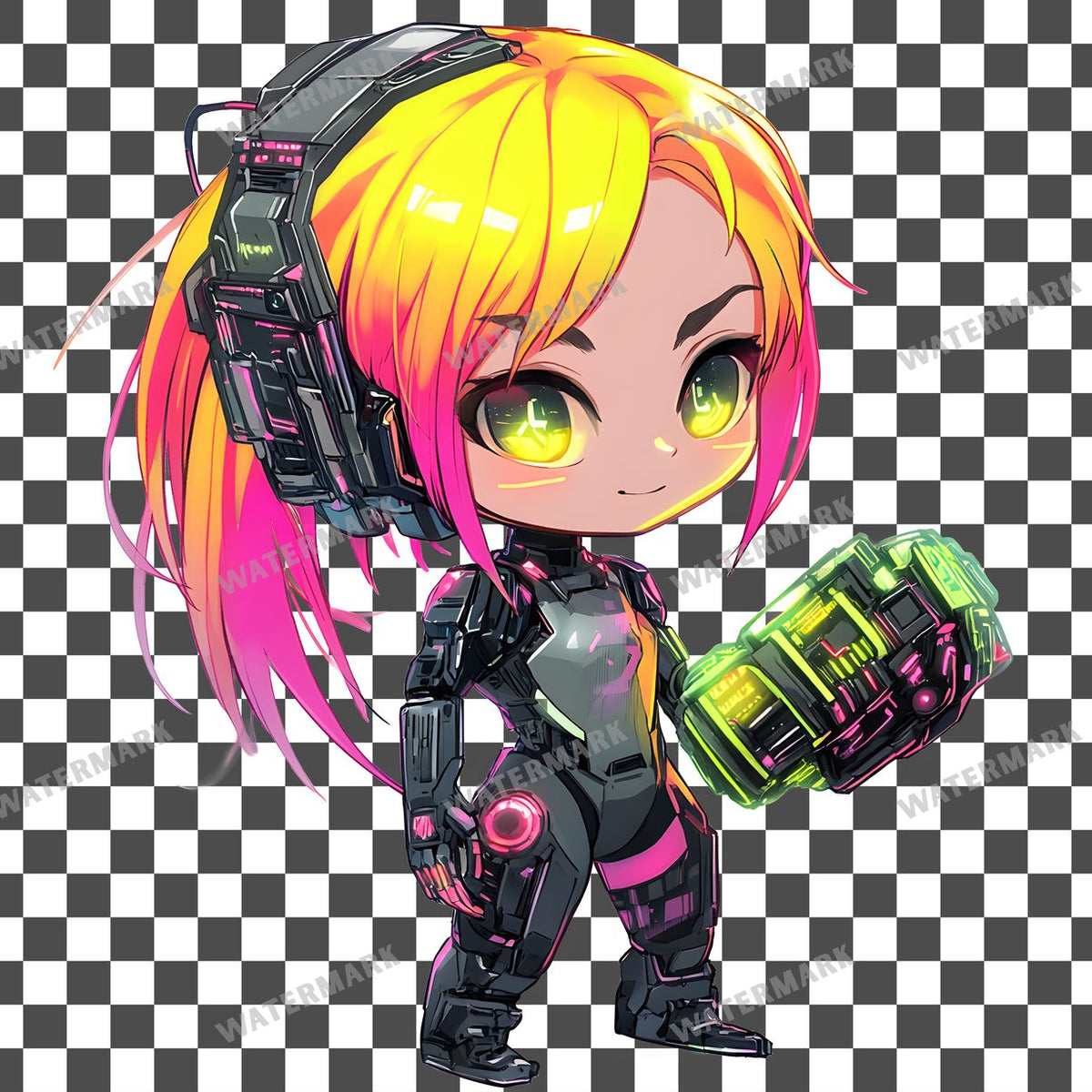 Chibi Cyberpunk Clipart Pngs