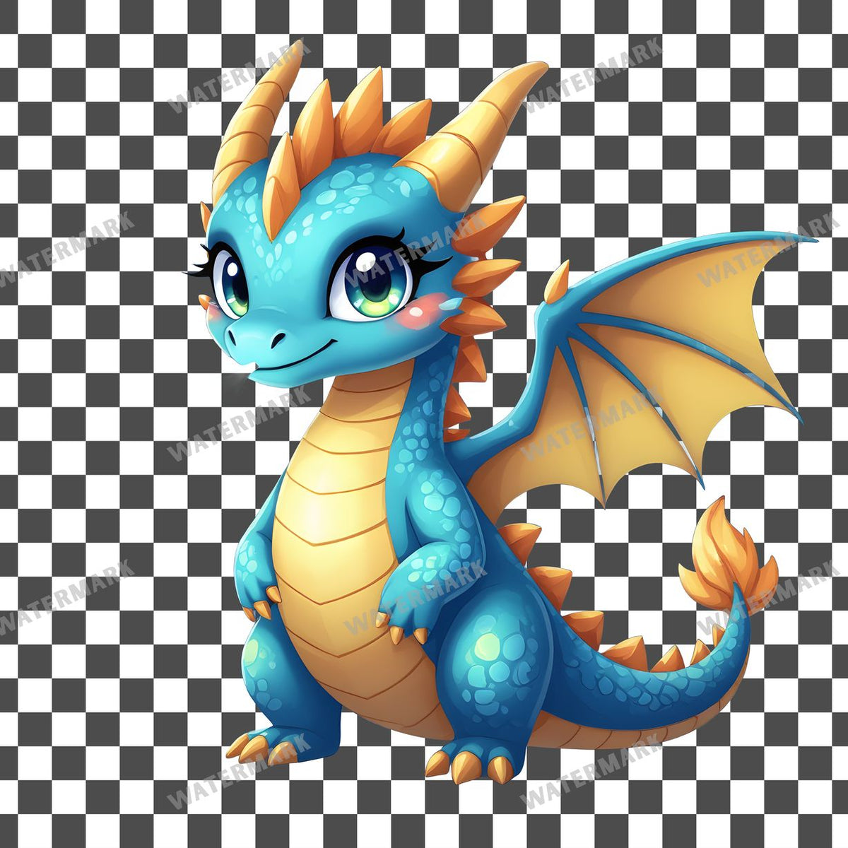Chibi Frost Dragon clipart PNG on a transparent background, design 2