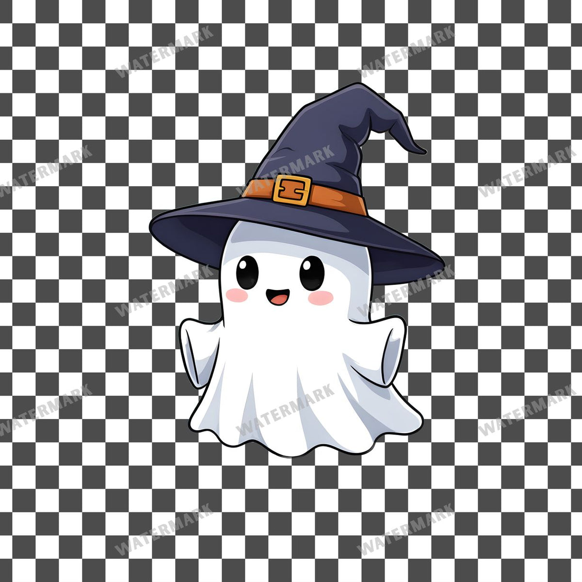 Chibi Ghost Witch clipart PNG on a transparent background, design 2