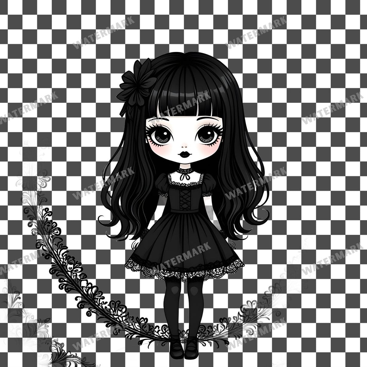 Chibi Goth Girl Clipart Pngs