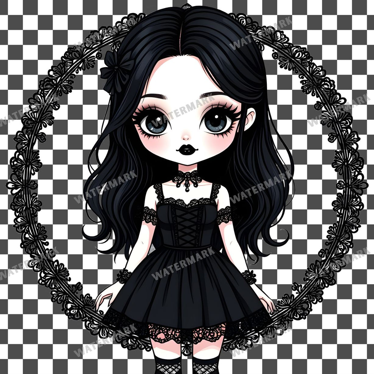 Chibi Goth Girl Clipart Pngs