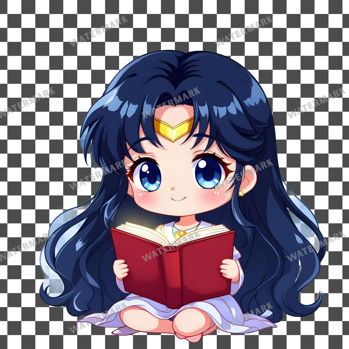 Chibi Moon Reading Clipart Pngs