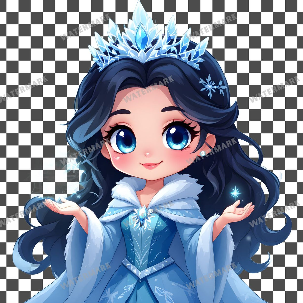 Chibi Snow Queen clipart PNG on a transparent background, design 2