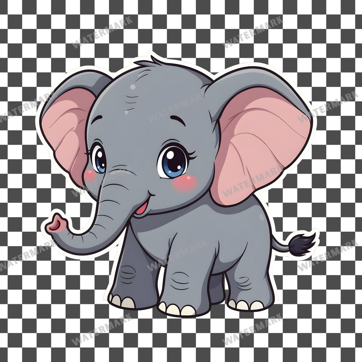 Chibi Style Elephant Clipart Pngs