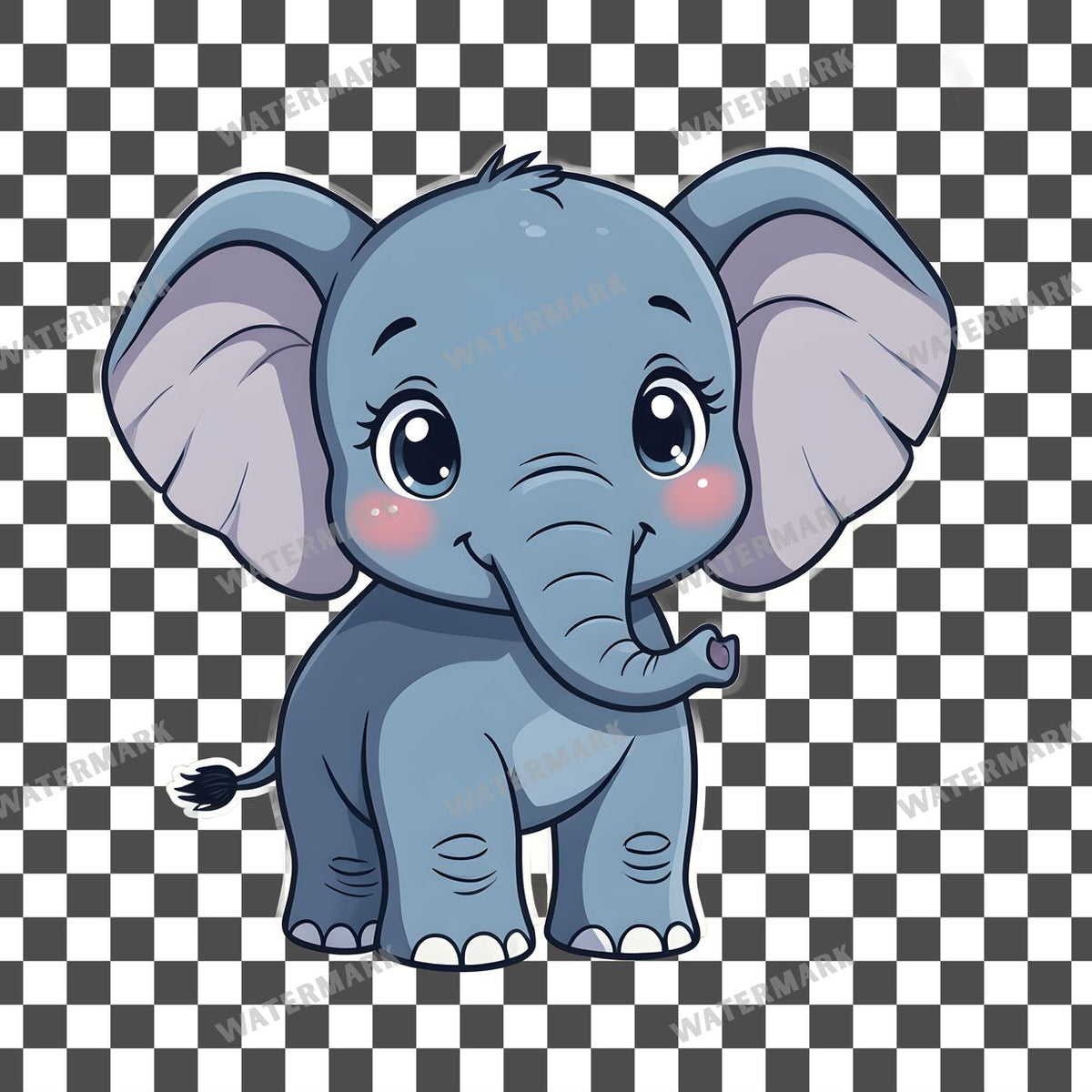 Chibi Style Elephant Clipart Pngs