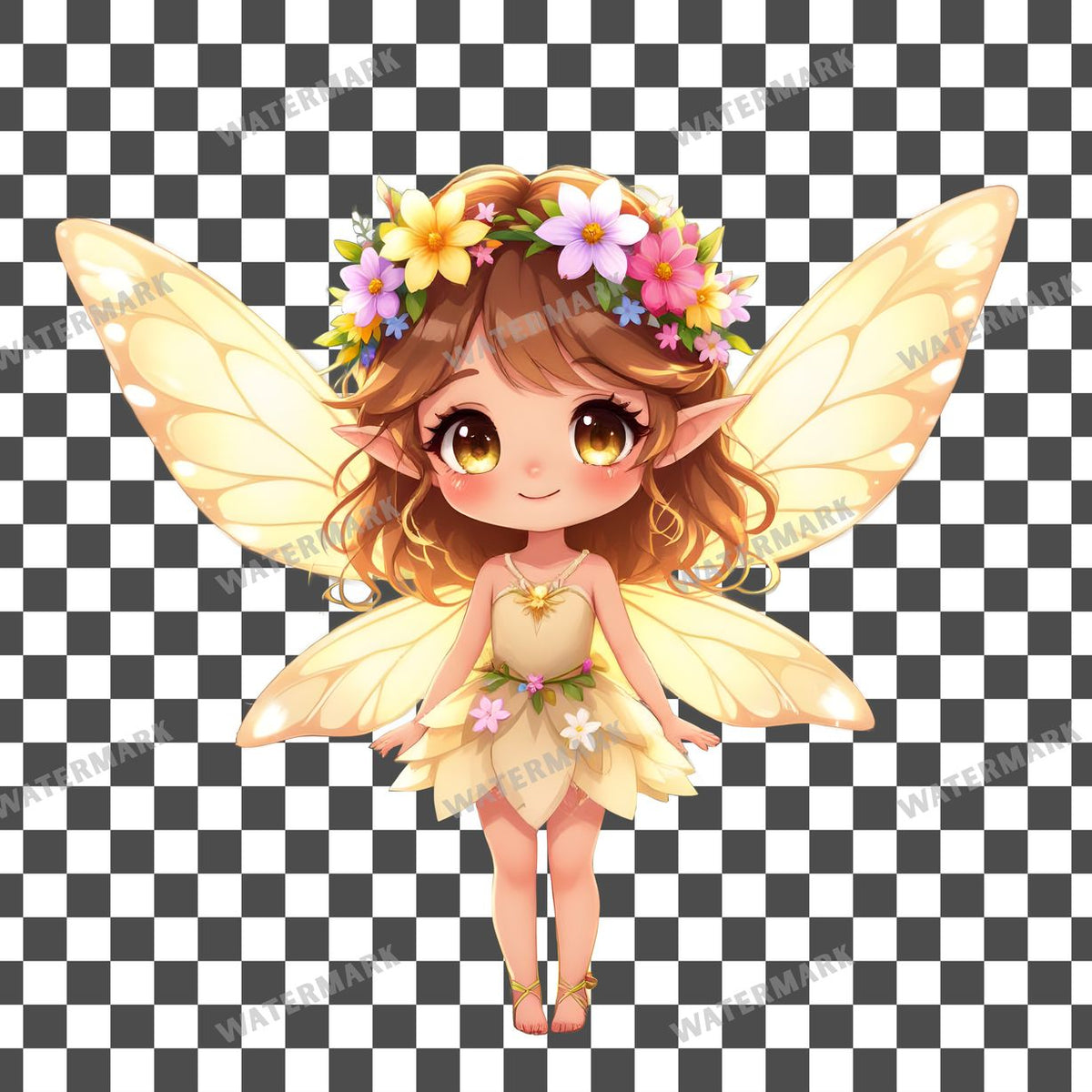 Chibi Summer Fairy clipart PNG on a transparent background, design 2