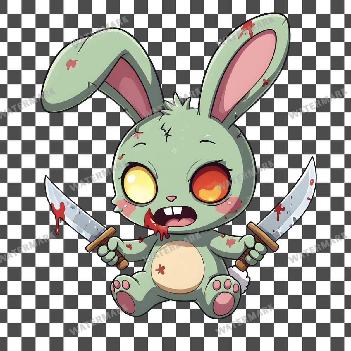 Chibi Zombie Bunny Clipart Pngs