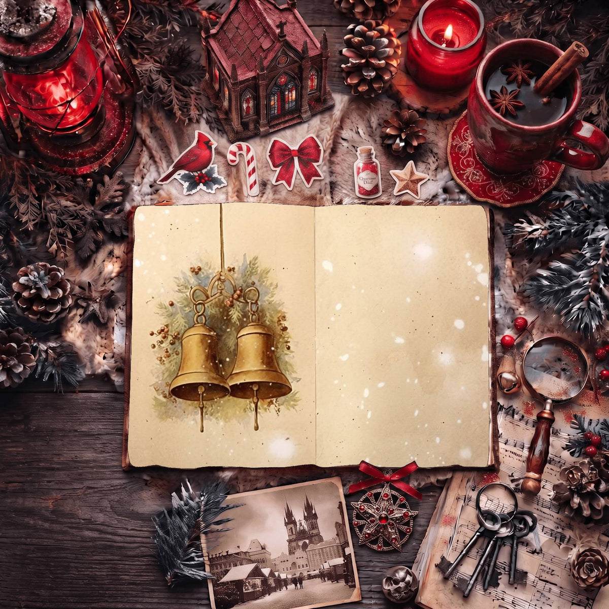 Christmas Bells Vintage Digital Papers