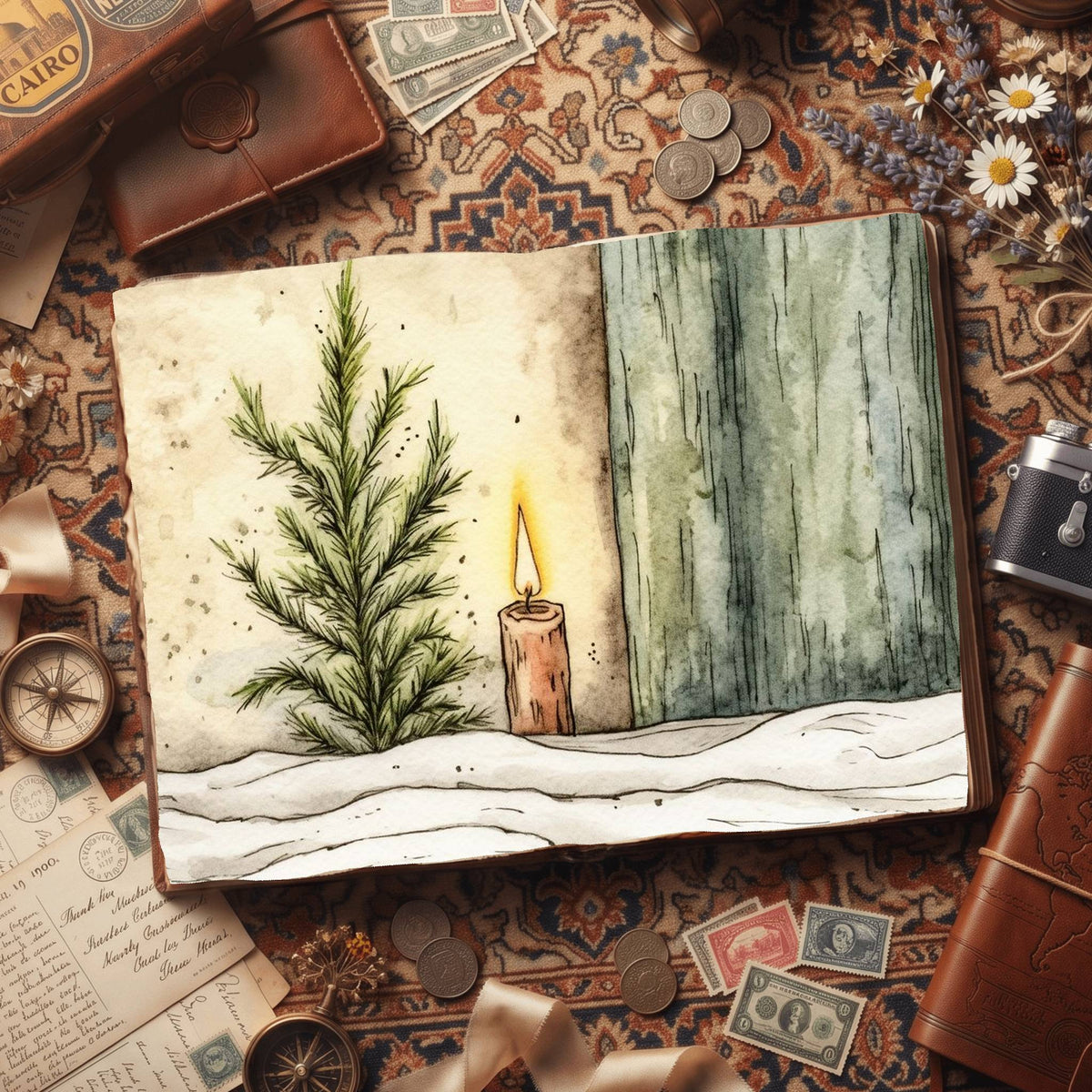 Christmas Candles Digital Papers