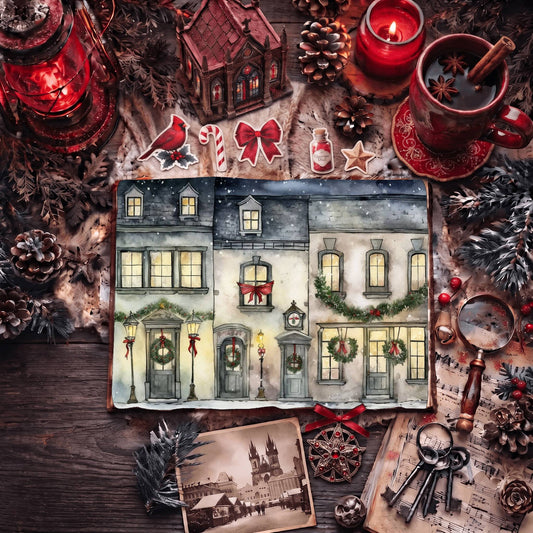 Christmas Decorated House Digital Papers