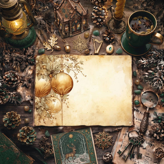 Christmas Gold Baubles Digital Papers