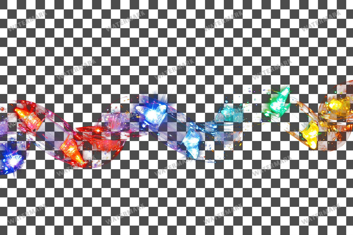 Christmas Lights PNG overlay on a transparent checkered background, preview 2