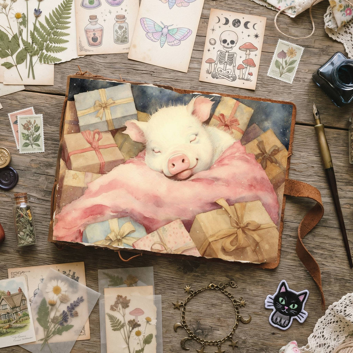 Christmas Piglets Digital Papers