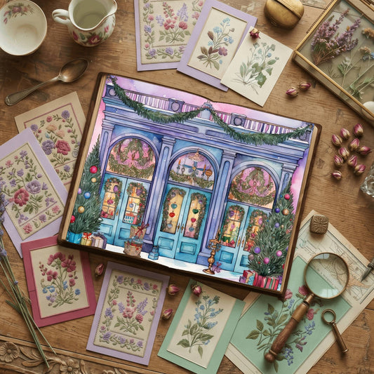 Christmas Purple Shop Front printable junk journal paper, page preview 2