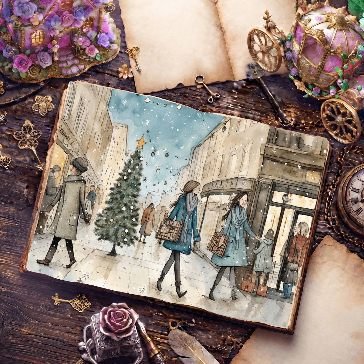 Christmas Shopping Digital Papers