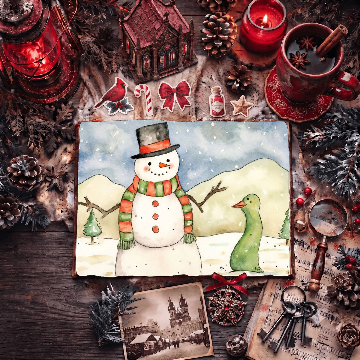 Christmas Snowman Digital Papers