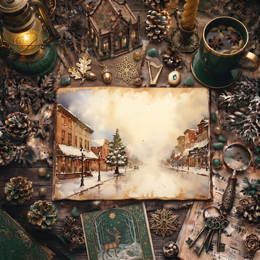 Christmas Snowy Town Digital Papers