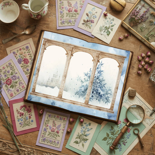 Christmas Snowy Window Digital Papers