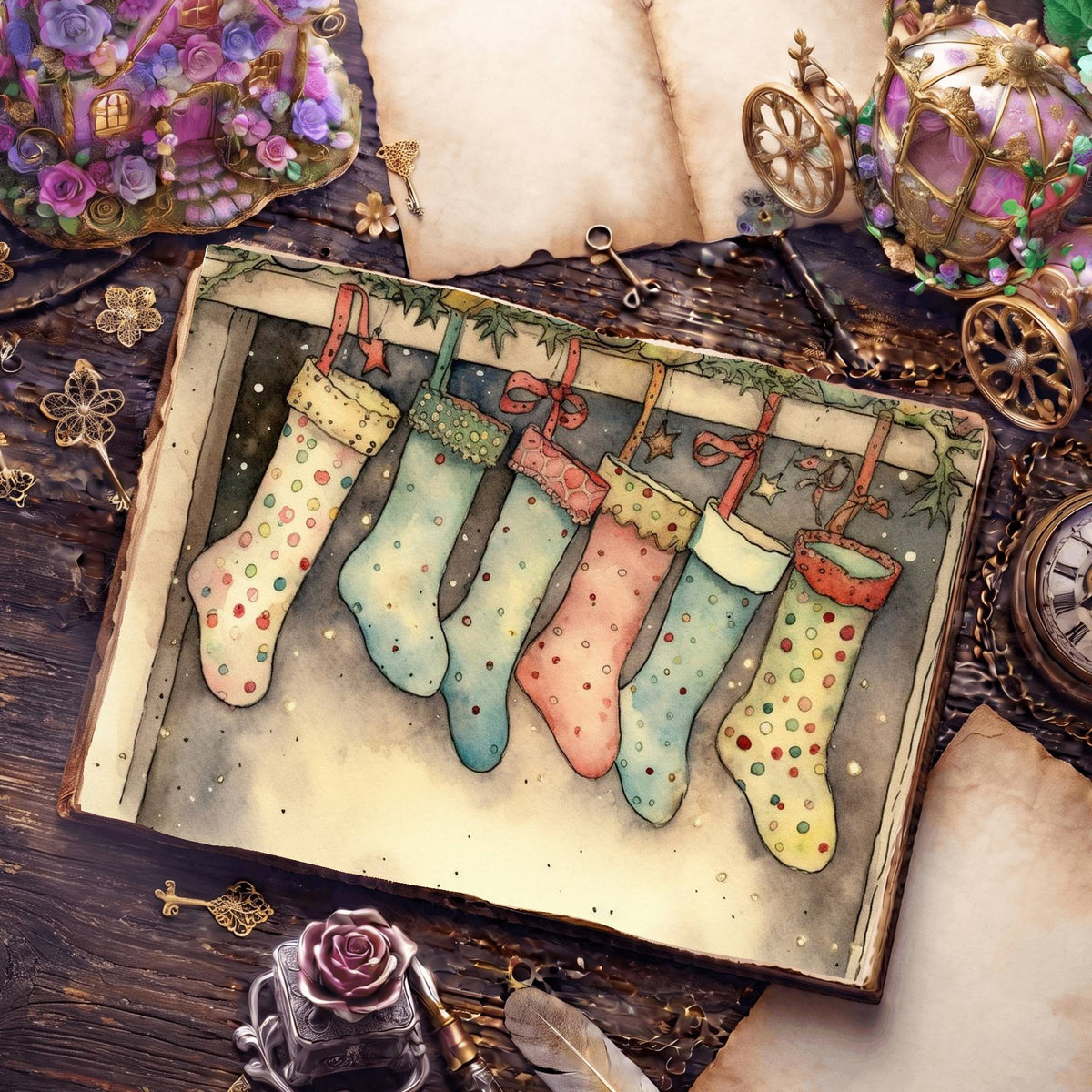 Christmas Stockings Digital Papers