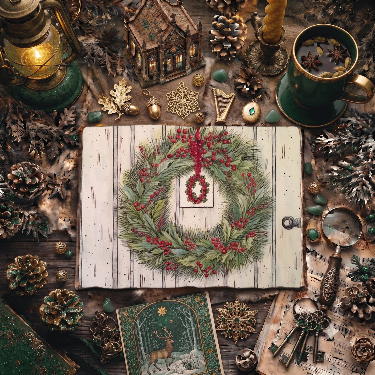 Christmas Wreaths Digital Papers
