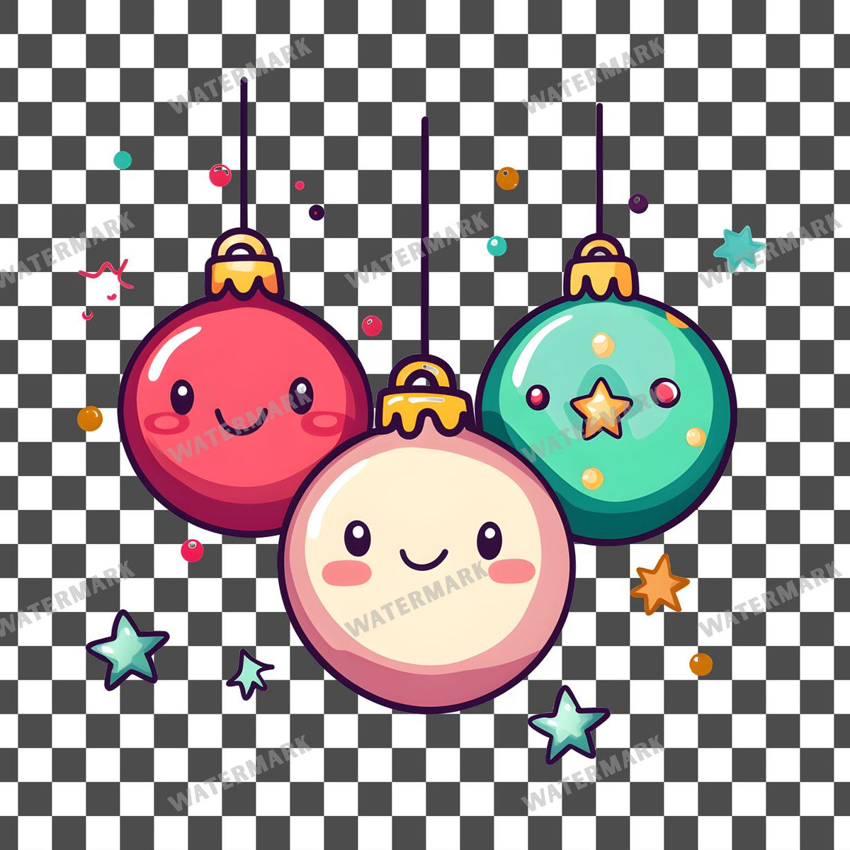 Christmas Kawaii Style Clipart Pngs