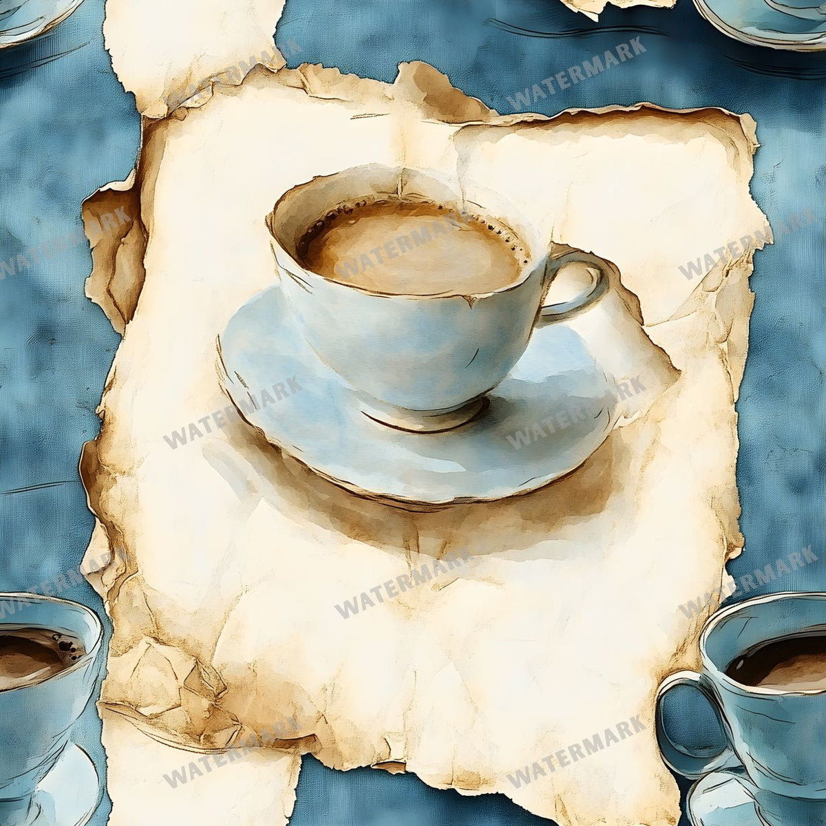 Coffee seamless pattern digital paper, repeating design 2