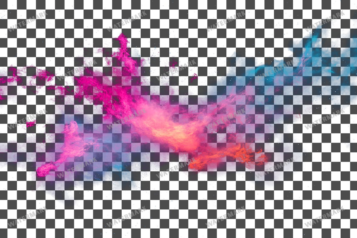 Cosmic Nebula Cloud Burst PNG overlay on a transparent checkered background, preview 2