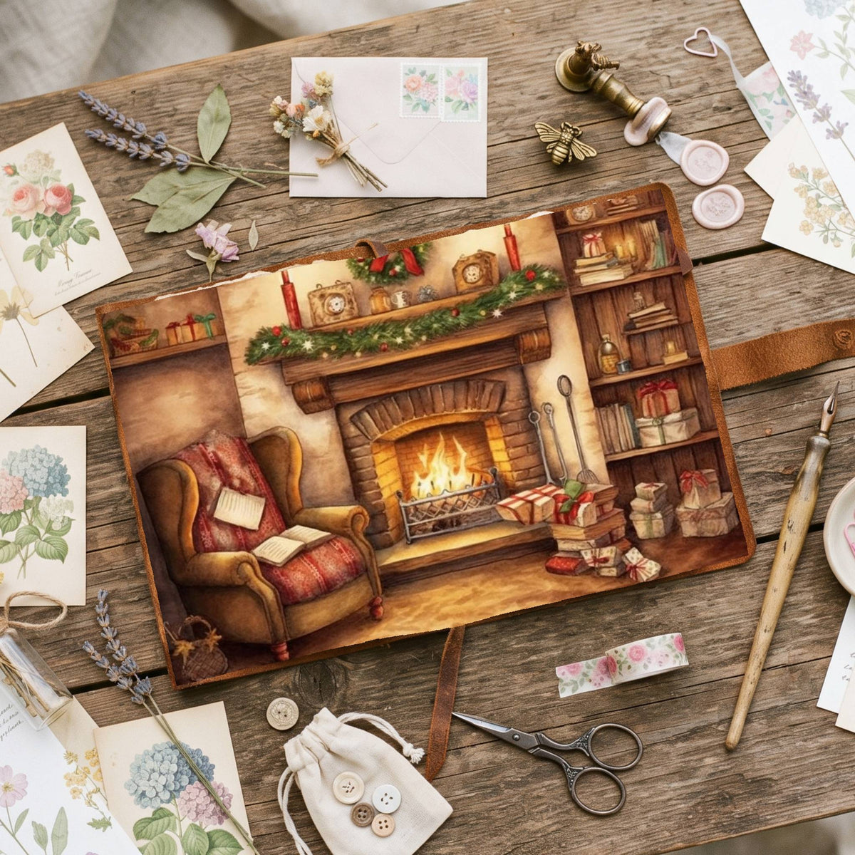 Cosy Christmas Fireplace Digital Papers