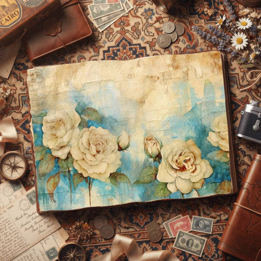 Cream Rose Digital Papers