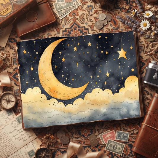 Crescent Moon Digital Papers