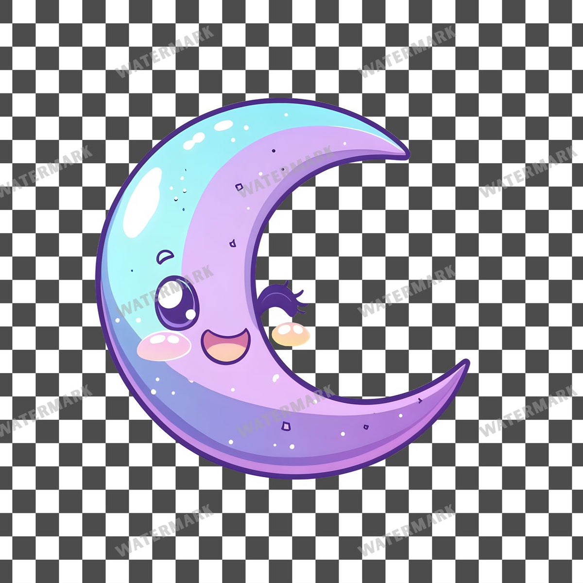 Crescent Moon Kawaii Style Clipart Pngs