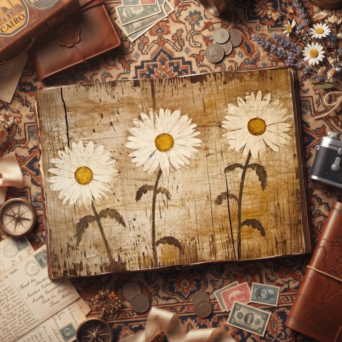 Daisy Flowers Digital Papers