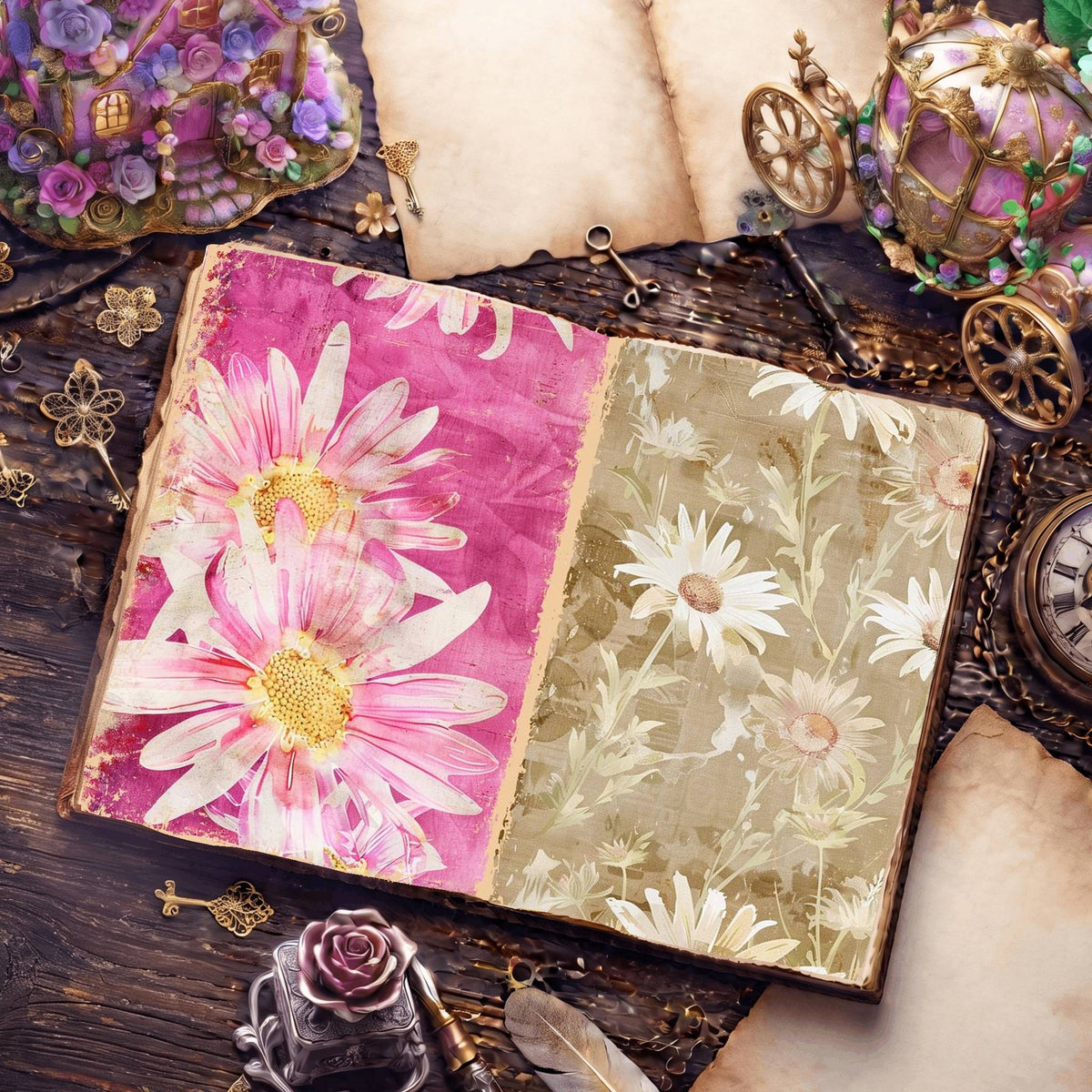 Daisy Flowers Digital Papers