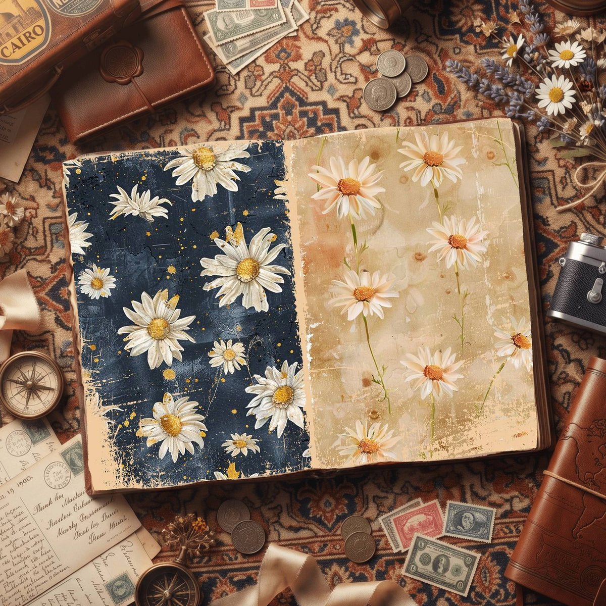 Daisy Flowers Digital Papers