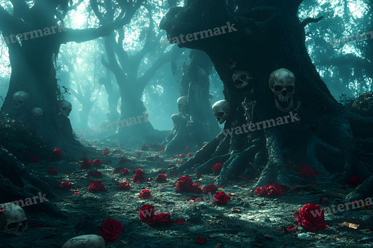 Dark Forest Skull Clearing Backdrop Images
