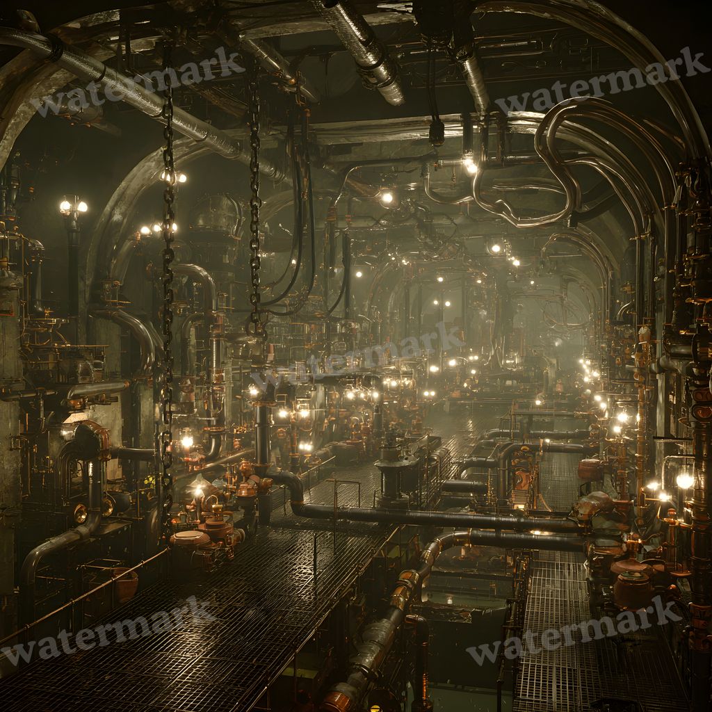 Dark Steampunk Factory Night Backdrop Images