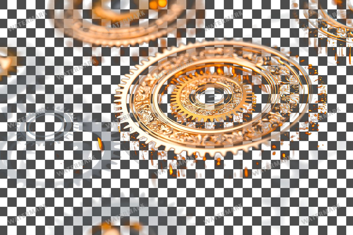 Delicate Filigree Gear Transparent Overlay Pngs