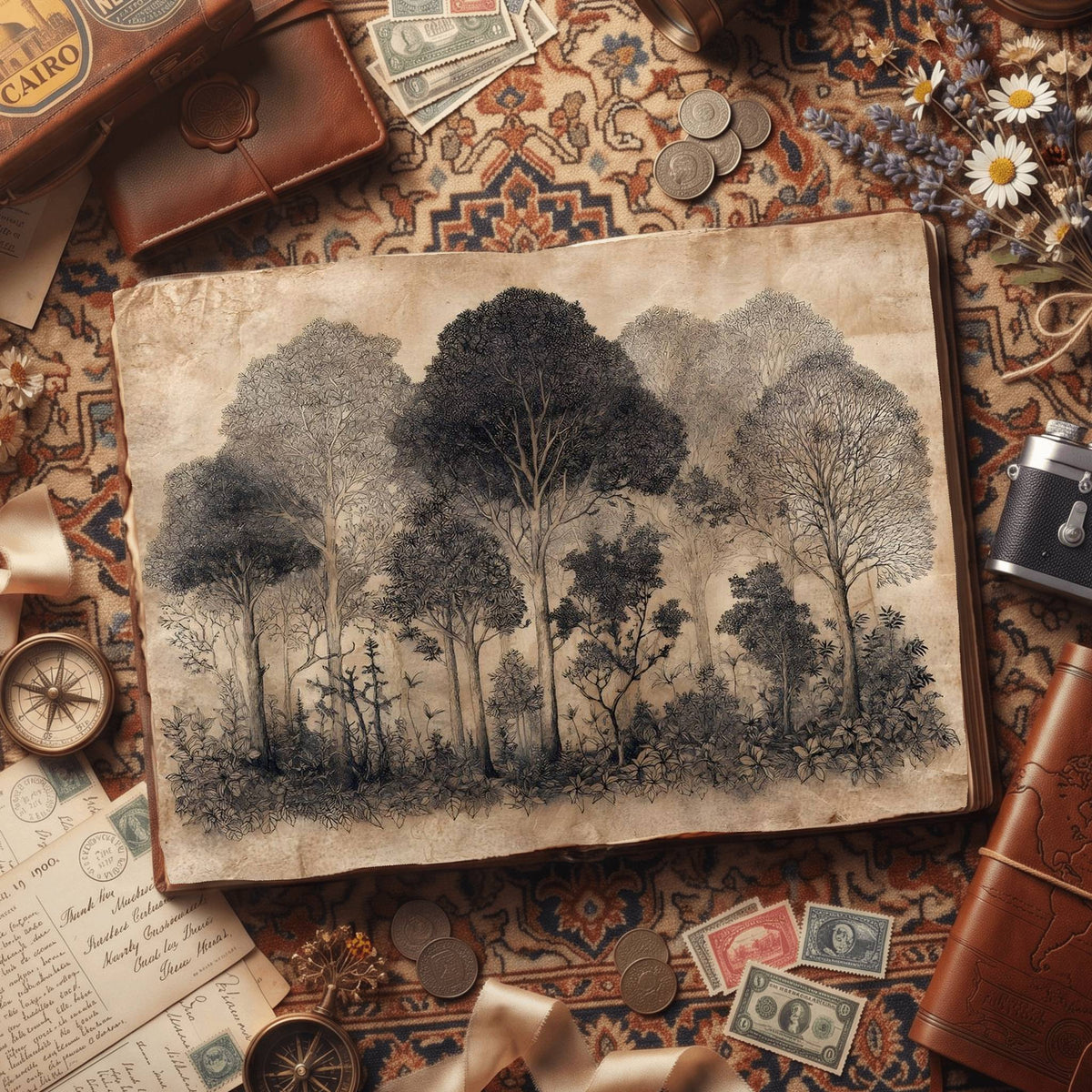 Dense Forest Intricate Trees Digital Papers