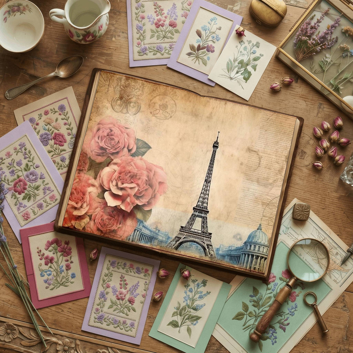 Faded Pink Roses Digital Papers