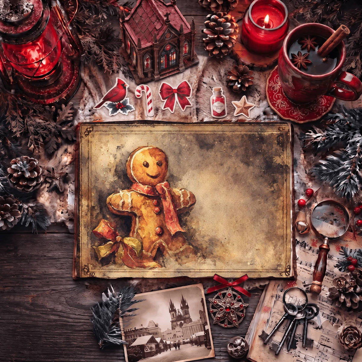Festive Holiday Gingerbread Man Digital Papers