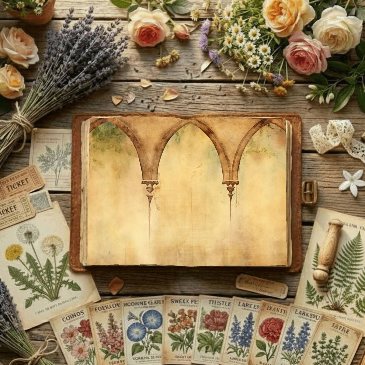 Floral Arches Digital Papers