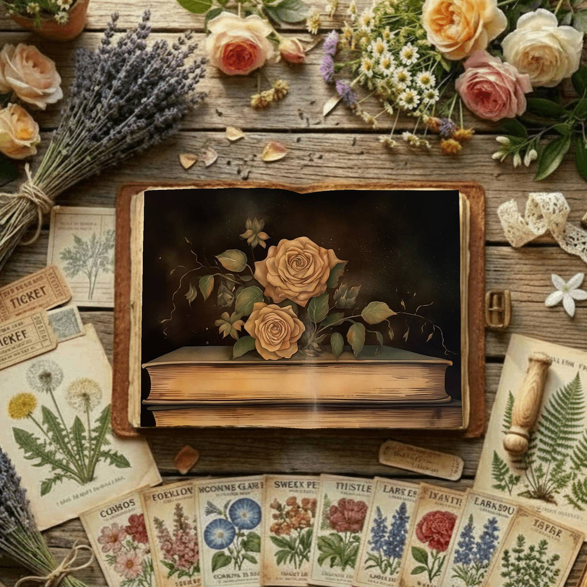 Floral Book Digital Papers