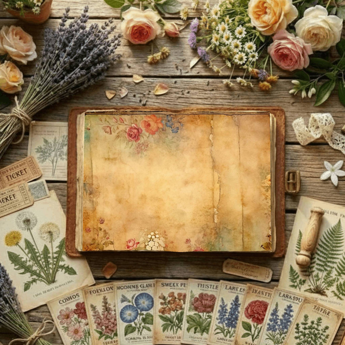 Floral Collage Digital Papers