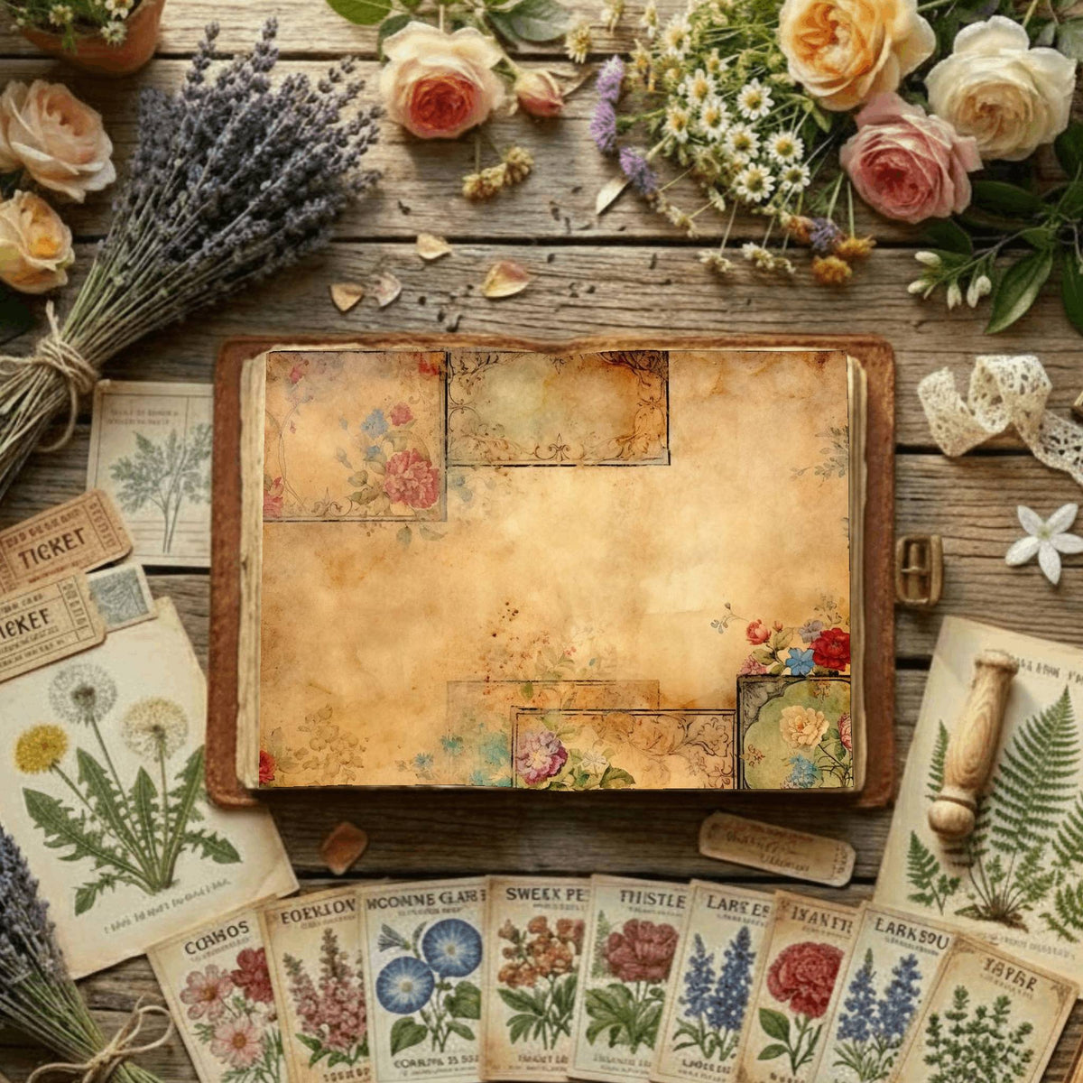 Floral Collage Digital Papers