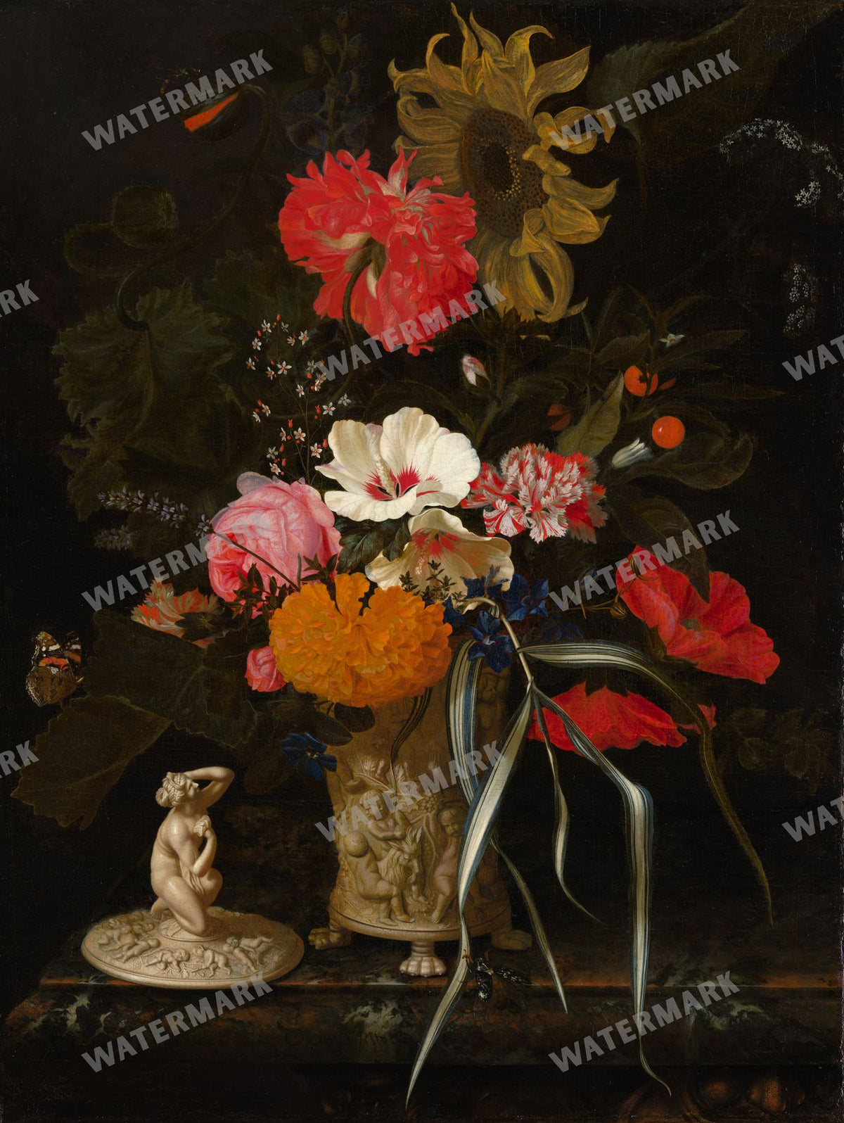 Flowers vintage painting, printable wall art download, image 2
